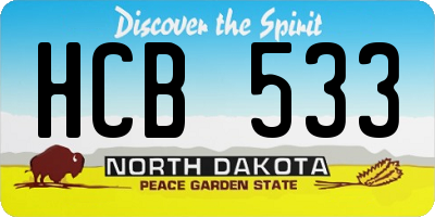 ND license plate HCB533