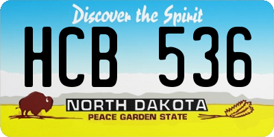 ND license plate HCB536