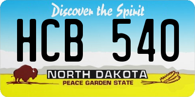 ND license plate HCB540