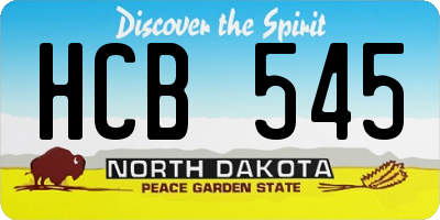 ND license plate HCB545