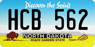 ND license plate HCB562