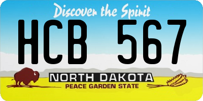 ND license plate HCB567