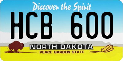 ND license plate HCB600