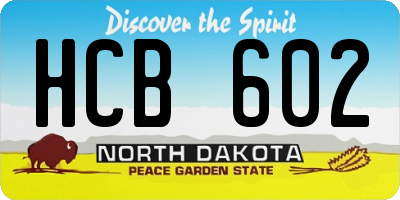 ND license plate HCB602