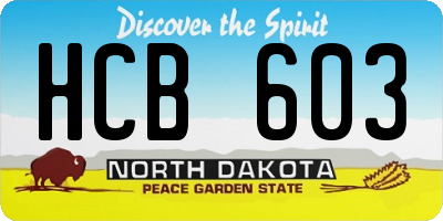 ND license plate HCB603