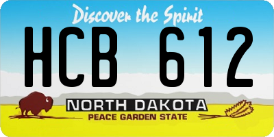 ND license plate HCB612