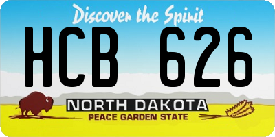 ND license plate HCB626