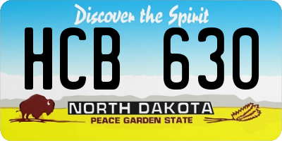 ND license plate HCB630