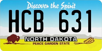 ND license plate HCB631