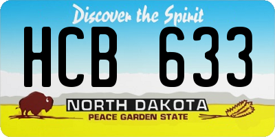 ND license plate HCB633