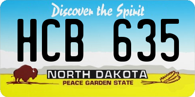 ND license plate HCB635