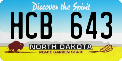 ND license plate HCB643