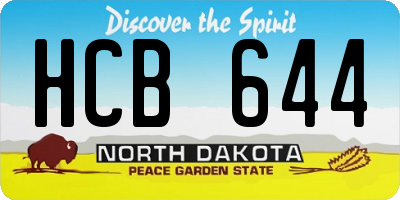 ND license plate HCB644