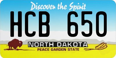 ND license plate HCB650