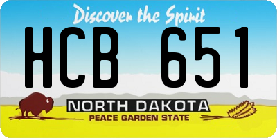 ND license plate HCB651