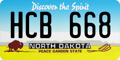 ND license plate HCB668