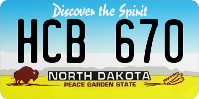 ND license plate HCB670