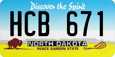 ND license plate HCB671