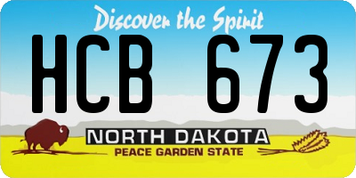 ND license plate HCB673