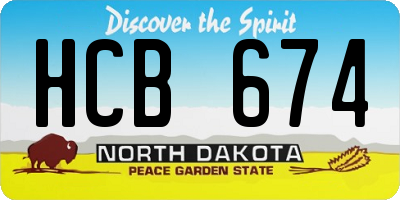 ND license plate HCB674