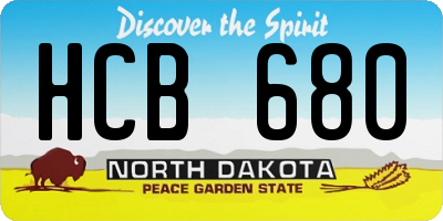 ND license plate HCB680