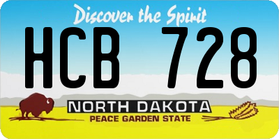 ND license plate HCB728