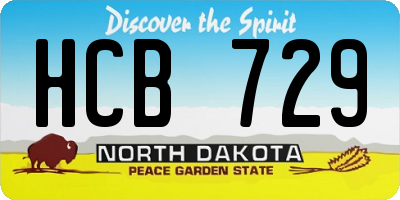 ND license plate HCB729