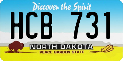 ND license plate HCB731