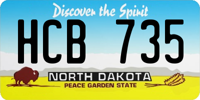 ND license plate HCB735