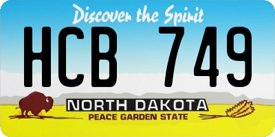 ND license plate HCB749