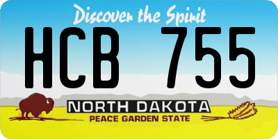 ND license plate HCB755