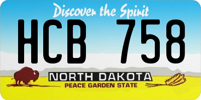 ND license plate HCB758