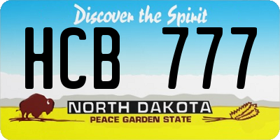 ND license plate HCB777