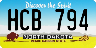 ND license plate HCB794