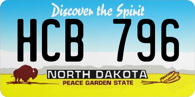 ND license plate HCB796