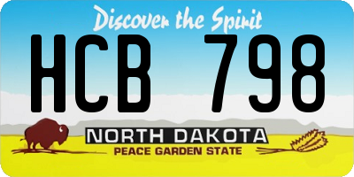 ND license plate HCB798