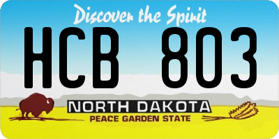 ND license plate HCB803