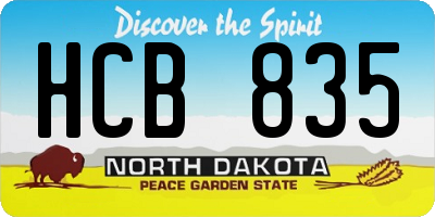 ND license plate HCB835