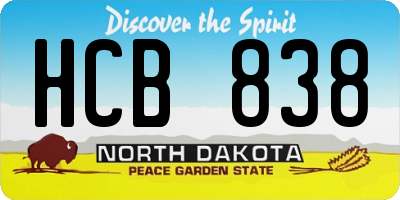 ND license plate HCB838