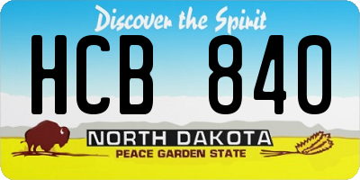 ND license plate HCB840