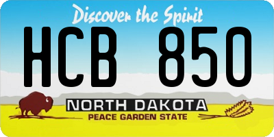 ND license plate HCB850