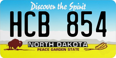 ND license plate HCB854