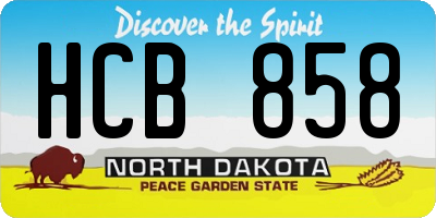 ND license plate HCB858
