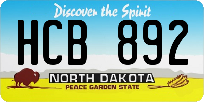 ND license plate HCB892