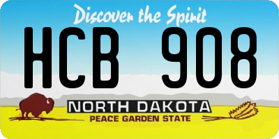 ND license plate HCB908