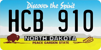 ND license plate HCB910