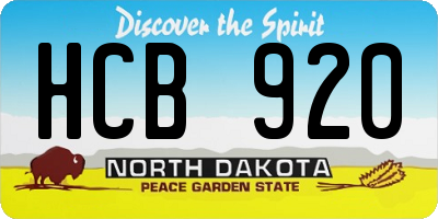 ND license plate HCB920