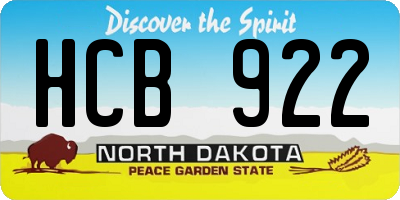 ND license plate HCB922