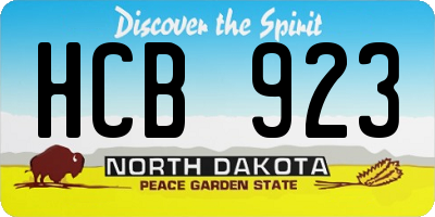 ND license plate HCB923