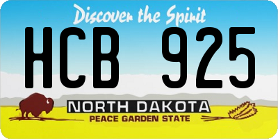 ND license plate HCB925